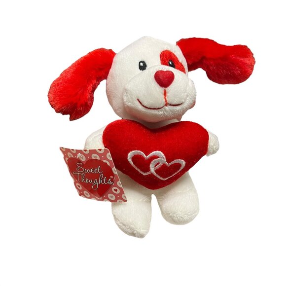 Dan Dee Valentine Puppy Dog White & Red Plush‎ Heart Stuffed Animal - Picture 1 of 9